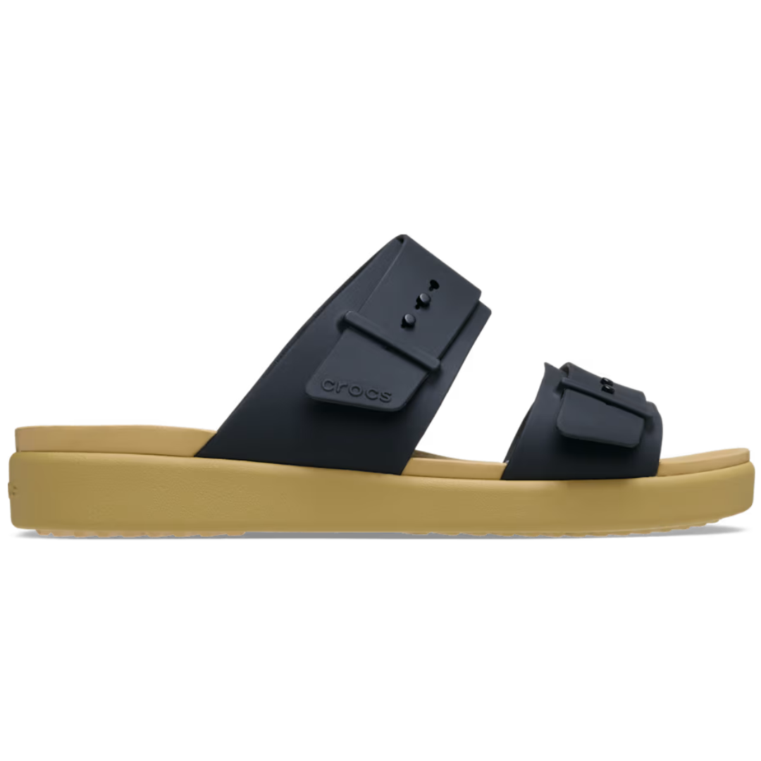 Brooklyn Buckle Low Sandal - black/tan
