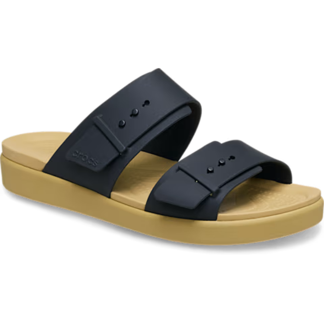 Brooklyn Buckle Low Sandal - black/tan