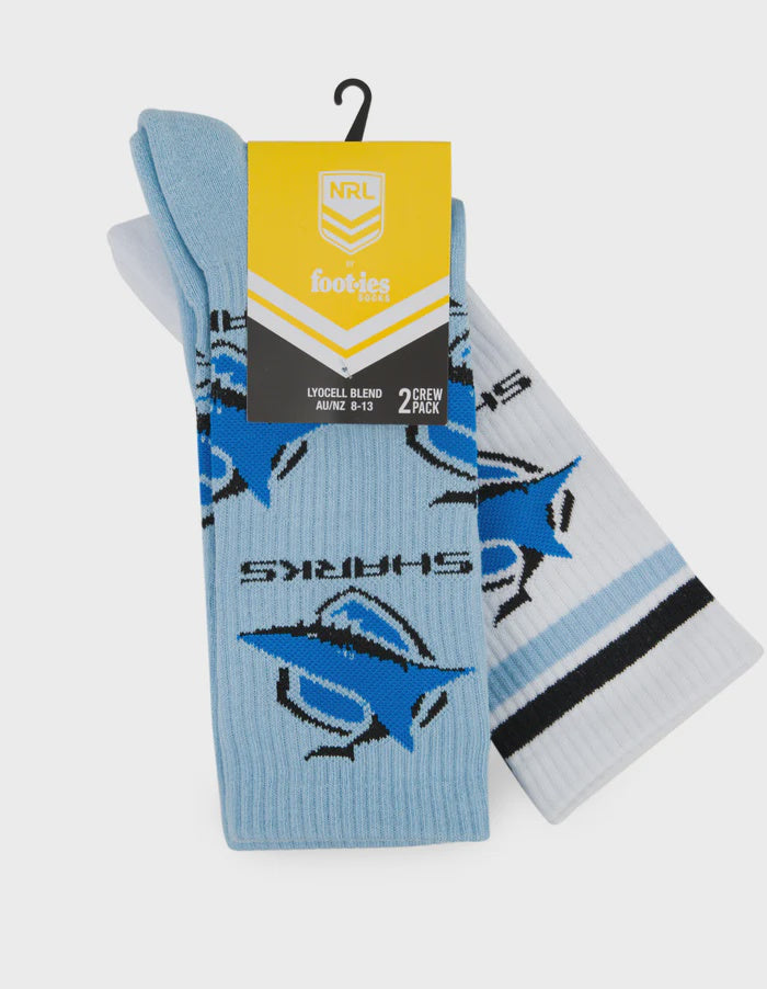 Sharks Footies Logos Sneaker Socks - 2 Pack