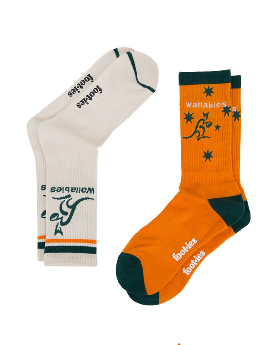 Wallabies Footies Retro Sneaker Socks - 2 Pack
