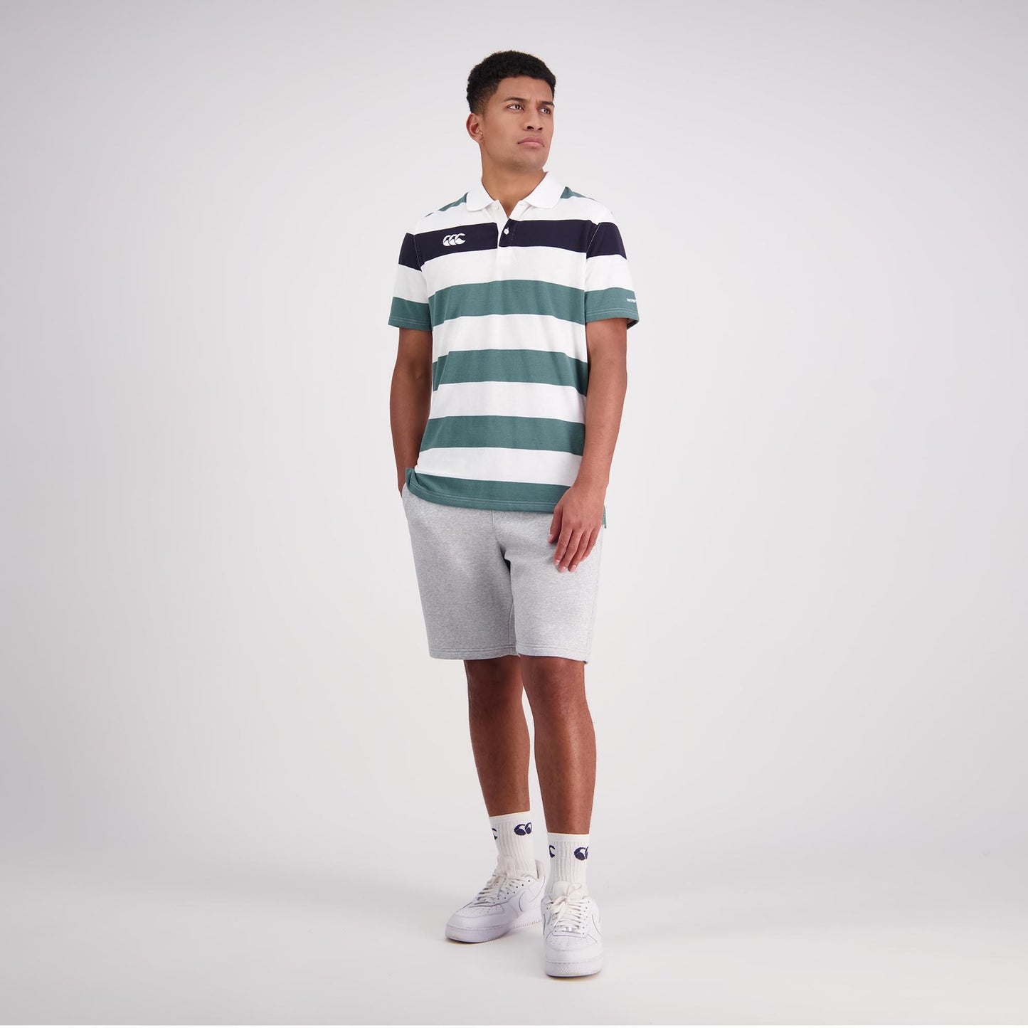 Engineered Stripe Polo - bright white