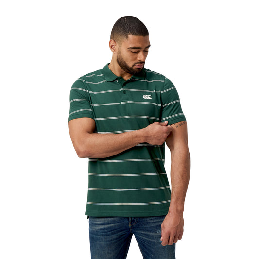 Yarn Dye Stripe Polo H1 25 - forest