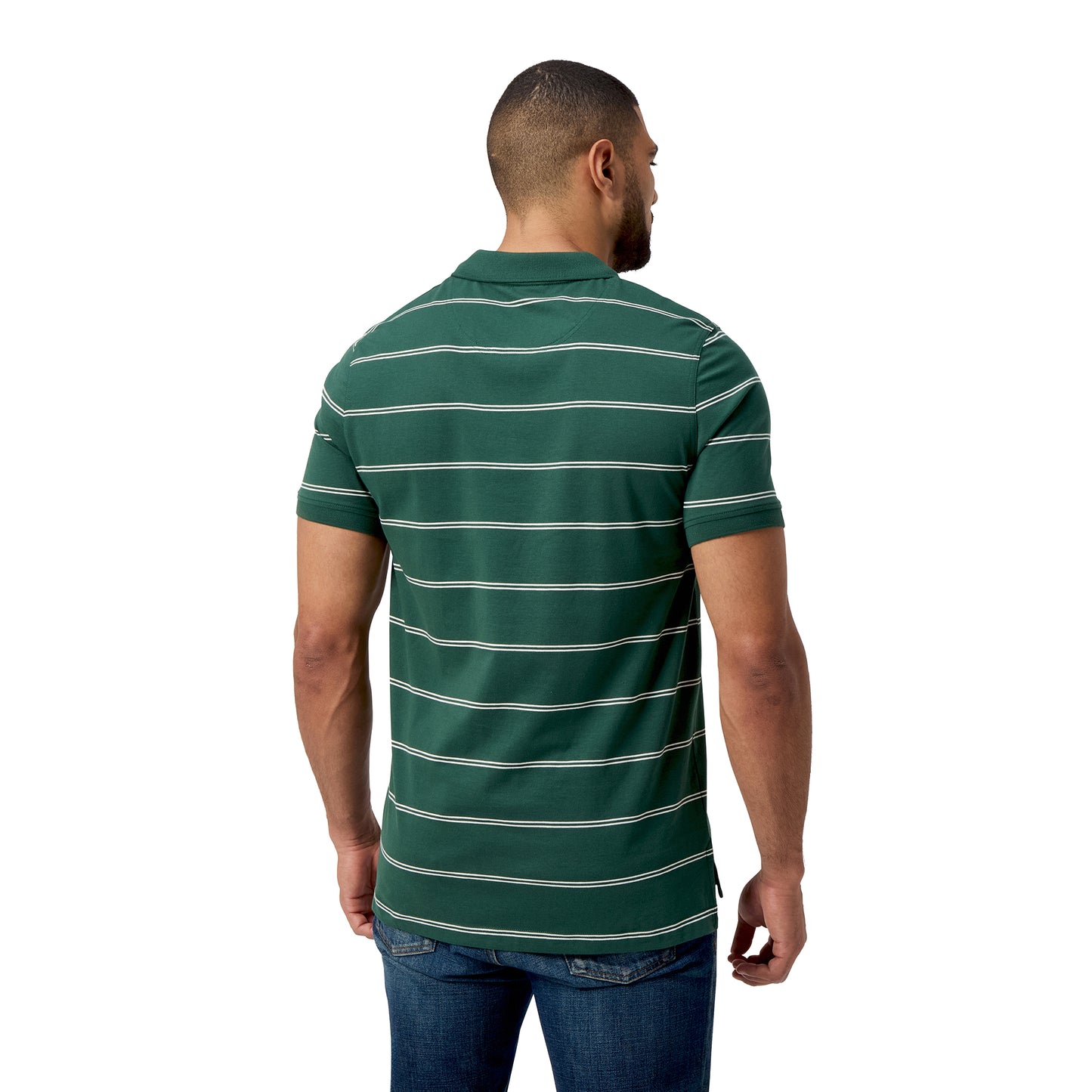Yarn Dye Stripe Polo H1 25 - forest