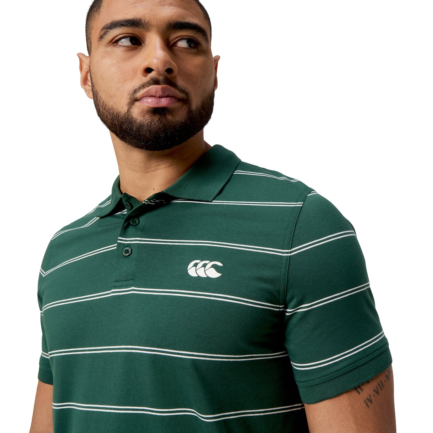 Yarn Dye Stripe Polo H1 25 - forest