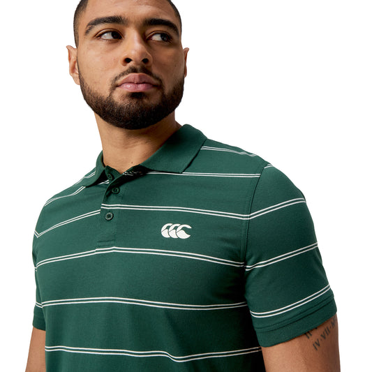 Yarn Dye Stripe Polo H1 25 - forest