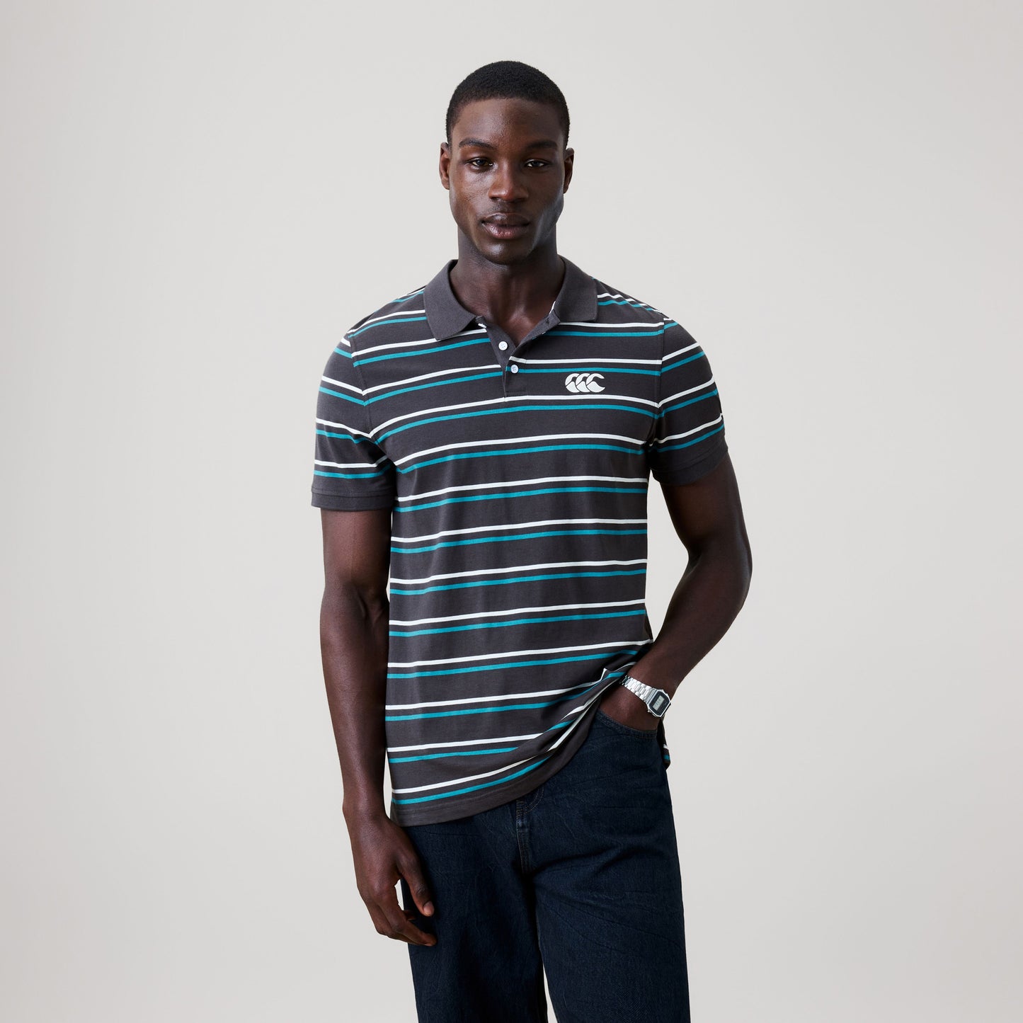 Yarn Dye Stripe Polo - raven