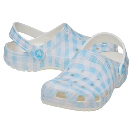 Classic Gingham Clogs Kids - white/blue