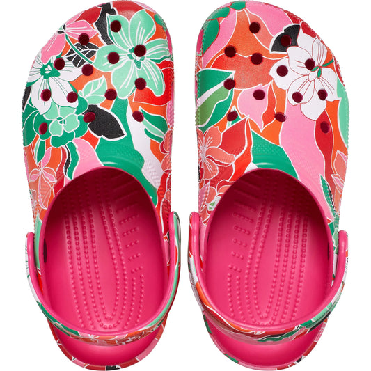 Woodcut Floral Clog - dragonfruit