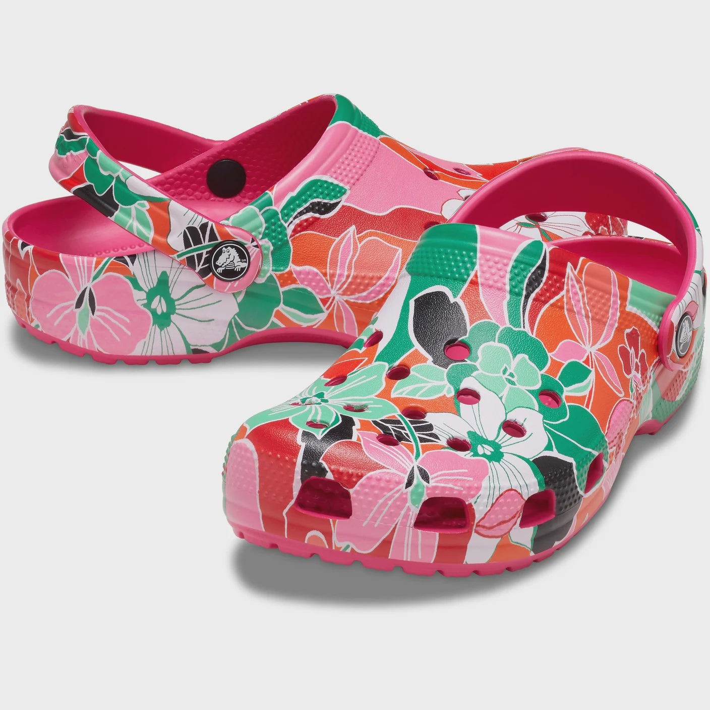 Woodcut Floral Clog - dragonfruit