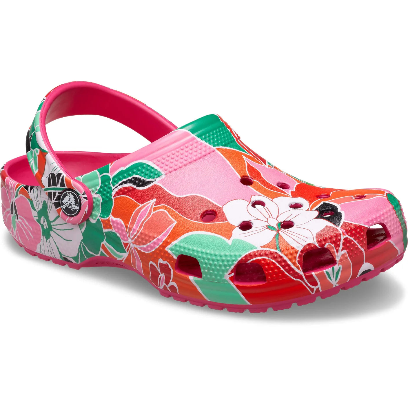 Woodcut Floral Clog - dragonfruit