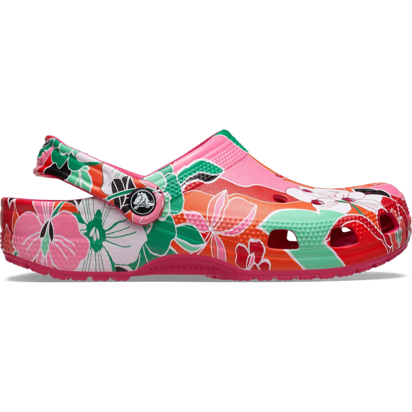 Woodcut Floral Clog - dragonfruit