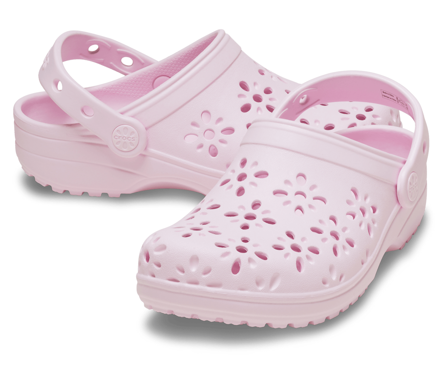 Classic Floral Cut Out Clog Kids - pink milk