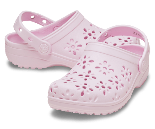 Classic Floral Cut Out Clog Kids - pink milk