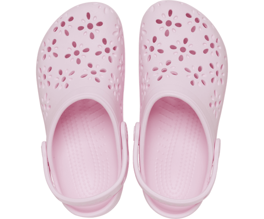 Classic Floral Cut Out Clog Kids - pink milk