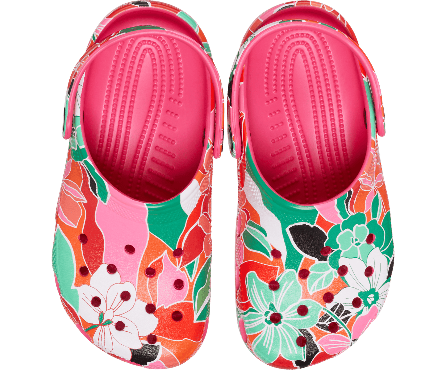 Classic Woodcut Floral Clog Kids - dragonfruit