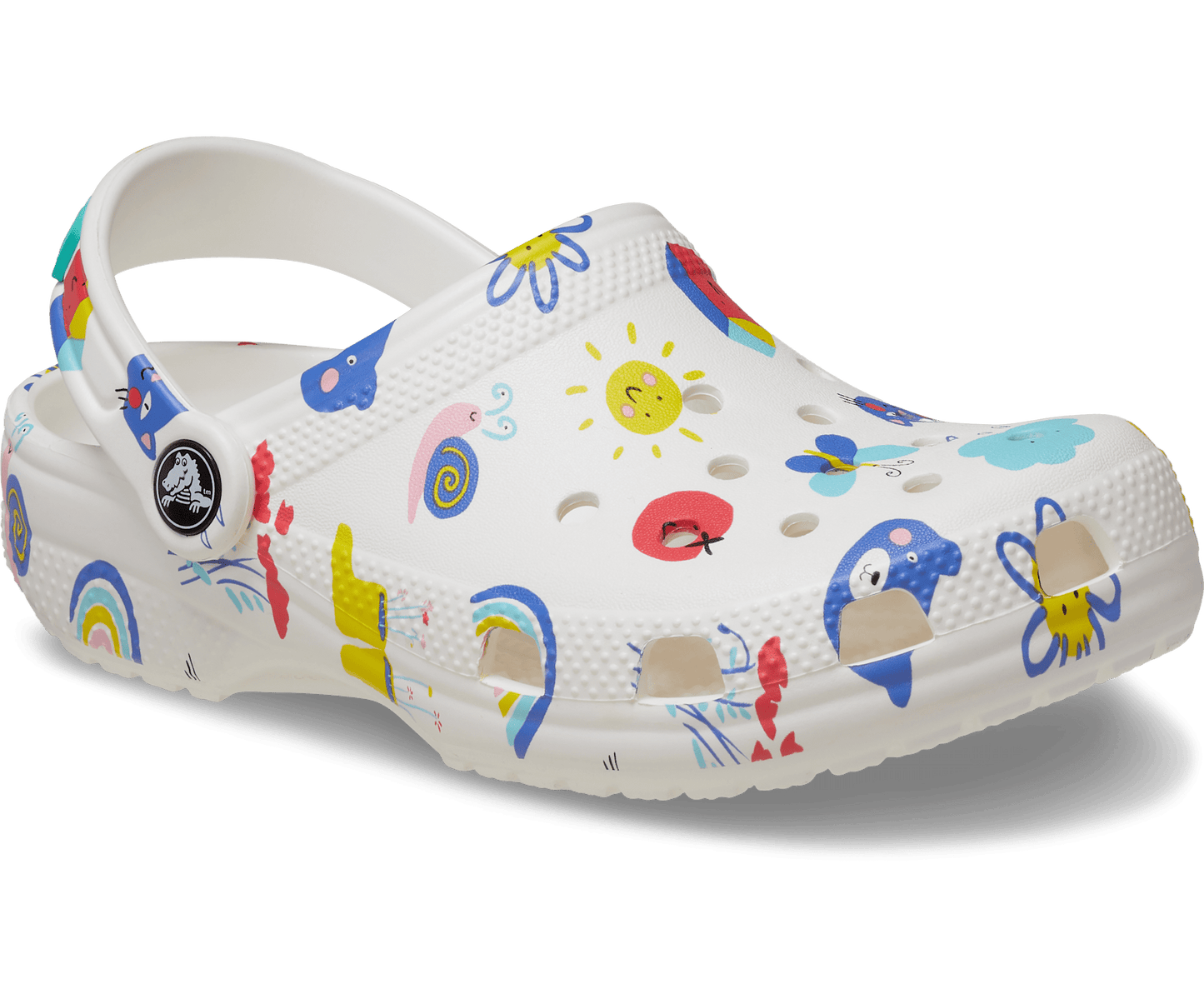 Classic Doodle Print Clog Kids - white/multi