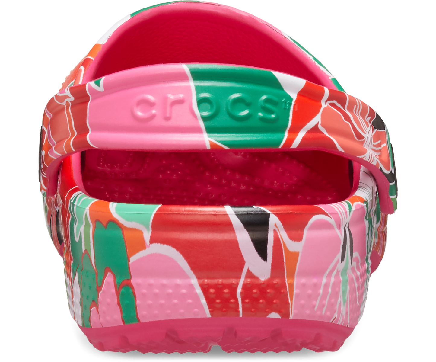 Classic Woodcut Floral Clog Kids - dragonfruit