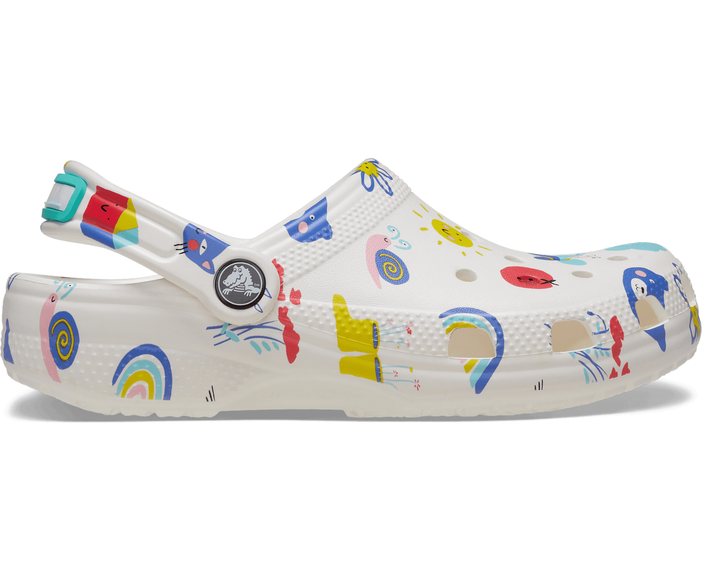 Classic Doodle Print Clog Kids - white/multi