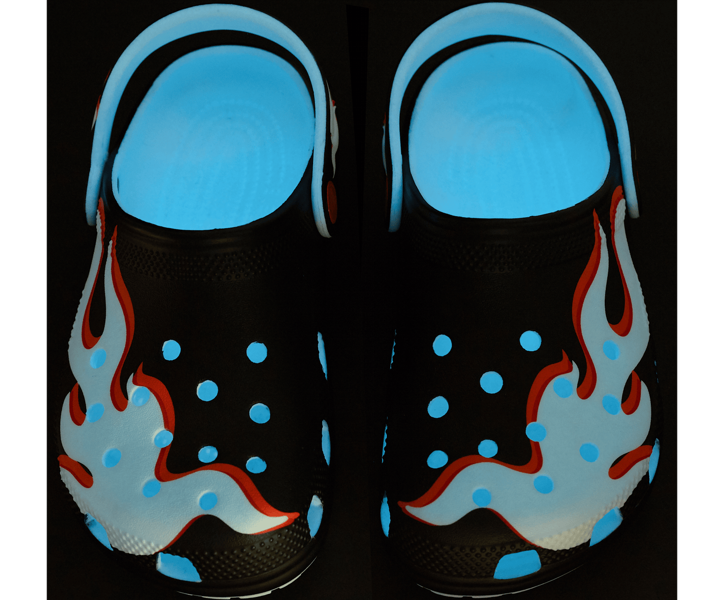 Classic Glow Flames Clog Kids - blue glow