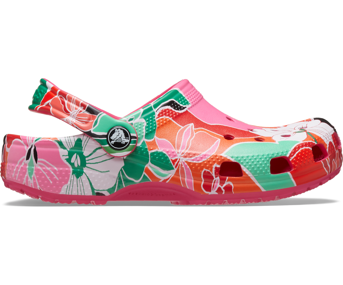 Classic Woodcut Floral Clog Kids - dragonfruit