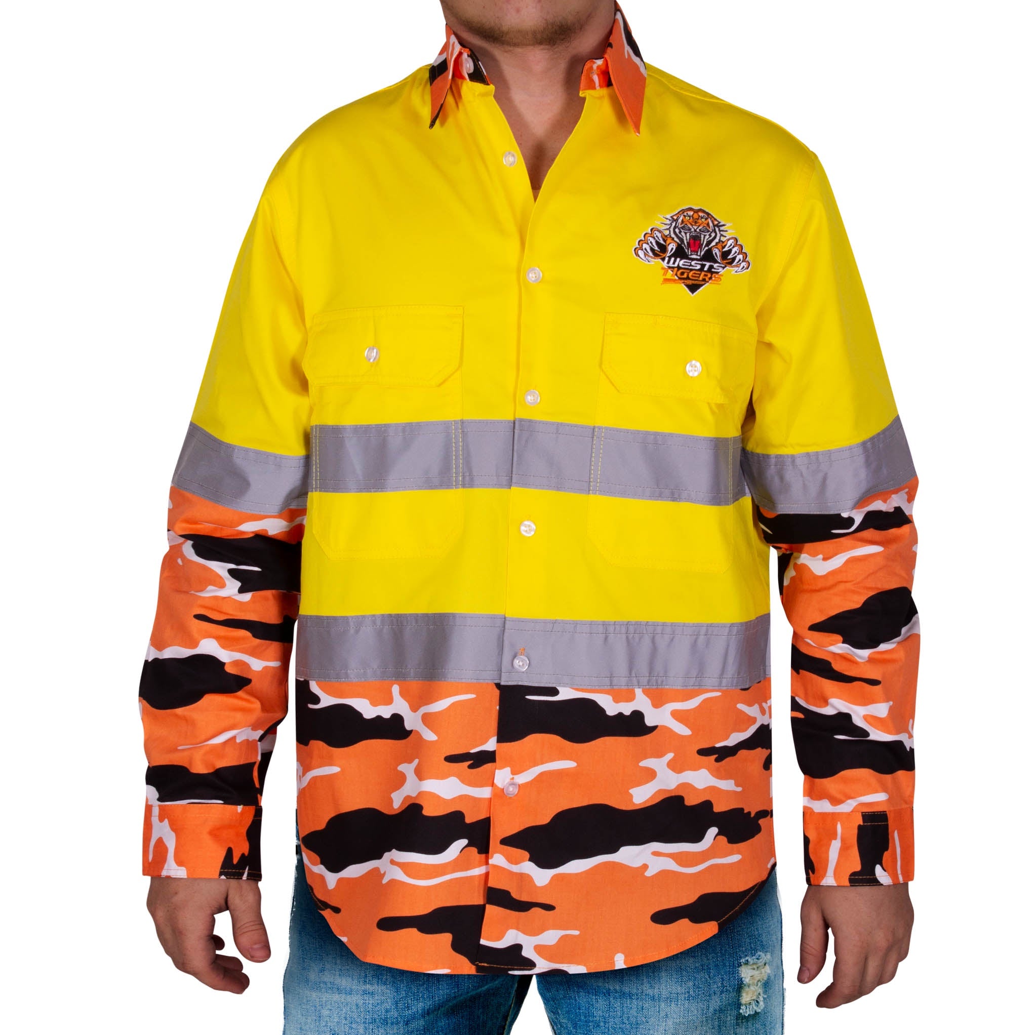 Hi Vis Long Sleeve Shirts Reflective Green Camo Safety