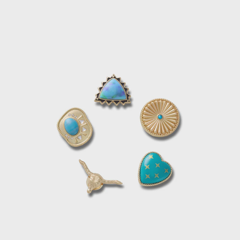 Jibbitz Gold Turquoise Western - 5 pack