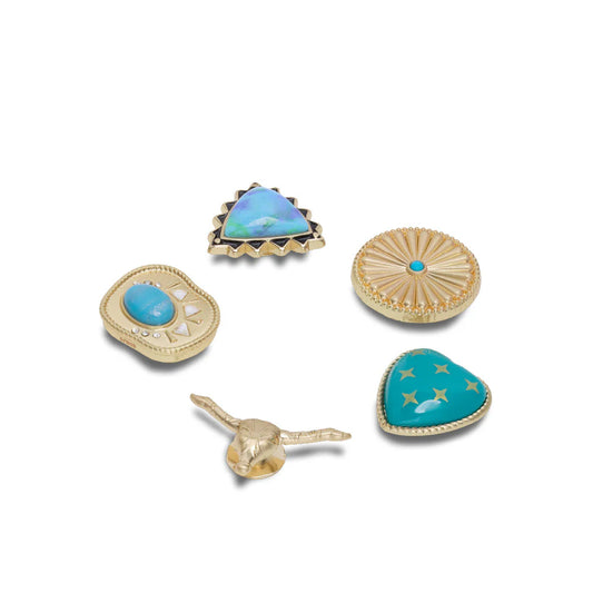 Jibbitz Gold Turquoise Western - 5 pack