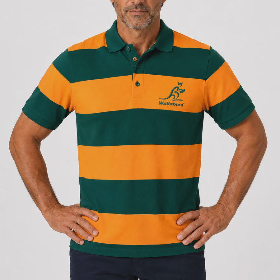 Wallabies Striped Polo - green/gold