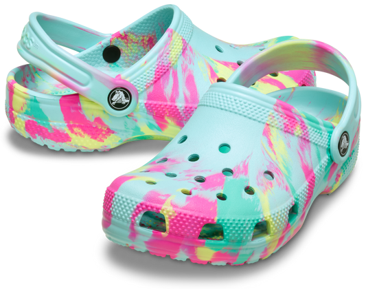 Classic Marbled Clog Kids - aquamarine/multi