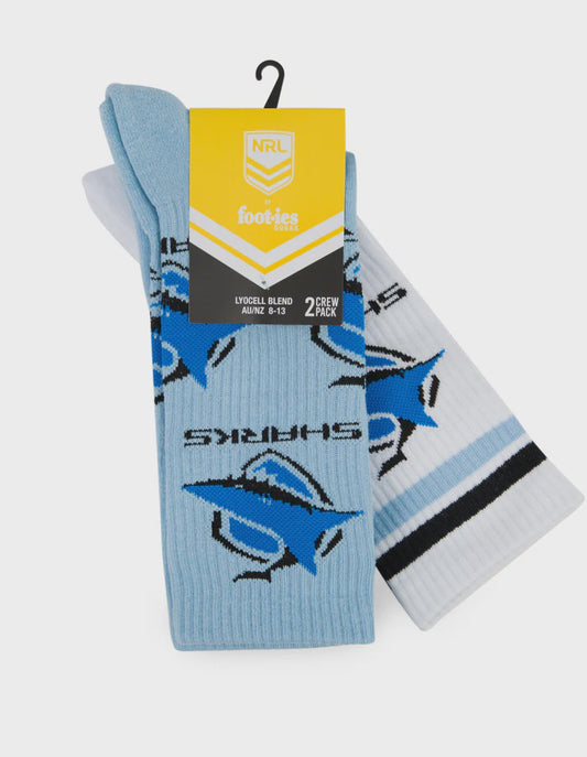 Sharks Footies Logos Sneaker Socks - 2 Pack