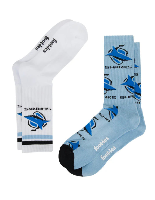 Sharks Footies Logos Sneaker Socks - 2 Pack