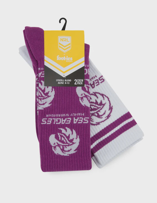 Sea Eagles Footies Logo Sneaker Socks - 2 Pack