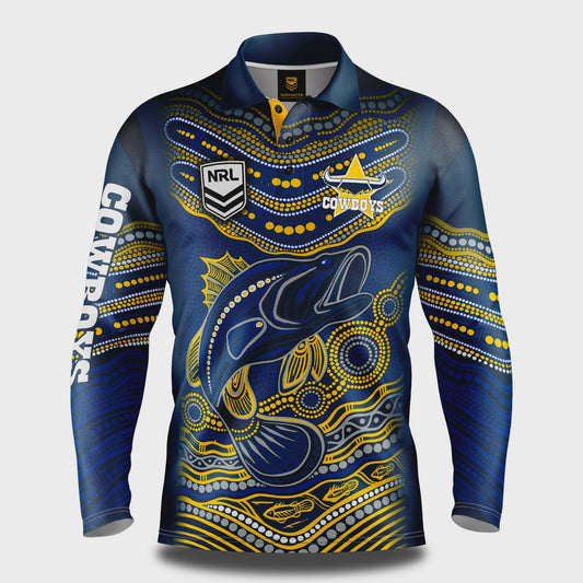 Cowboys Jumping Barra Indigenous Fishing Shirt