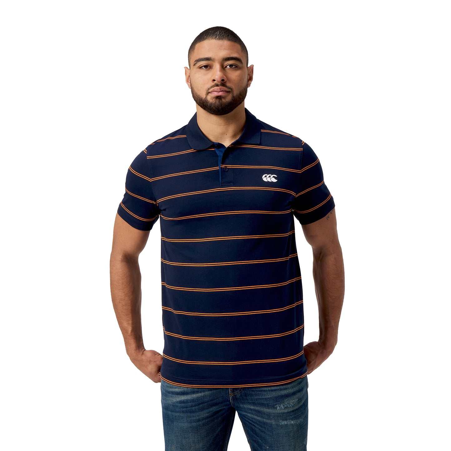Yarn Dye Stripe Polo H1 25 - navy