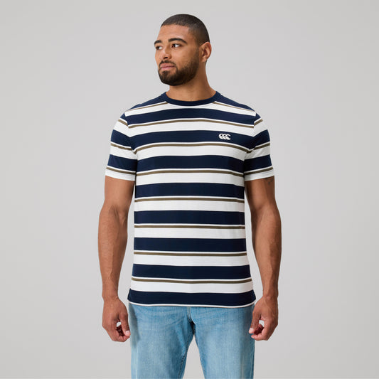 Yarn Dye Stripe Tee - navy