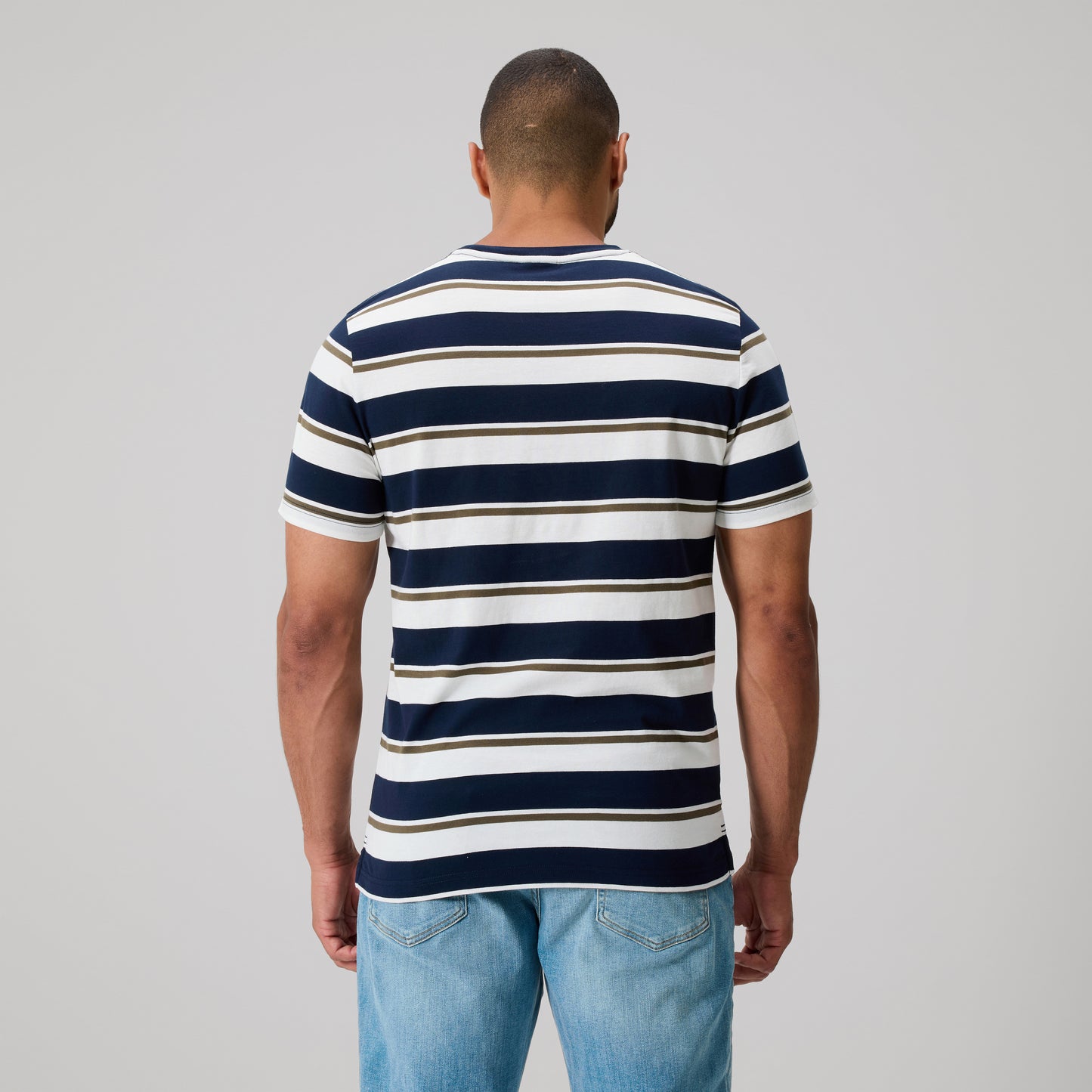 Yarn Dye Stripe Tee - navy