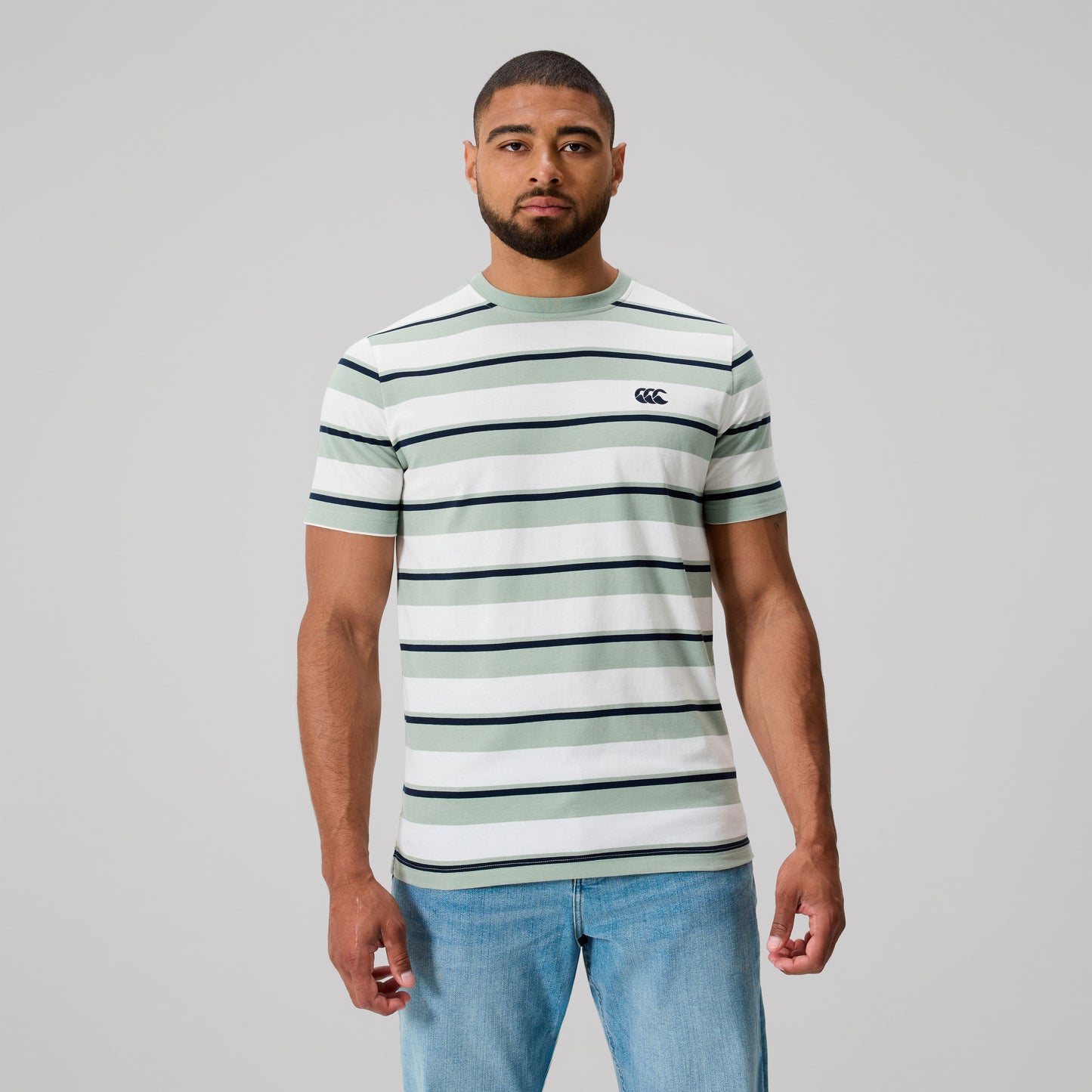 Yarn Dye Stripe Tee - iceberg green