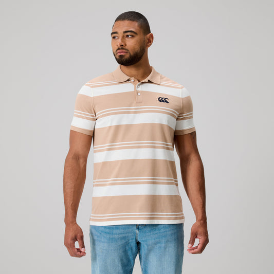 Engineered Stripe Polo - warm taupe