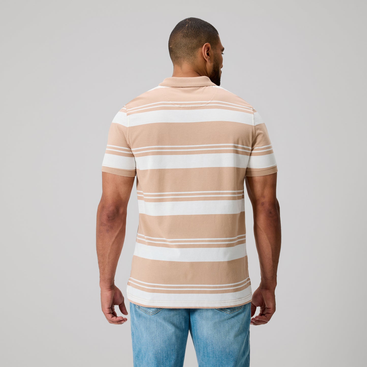 Engineered Stripe Polo - warm taupe