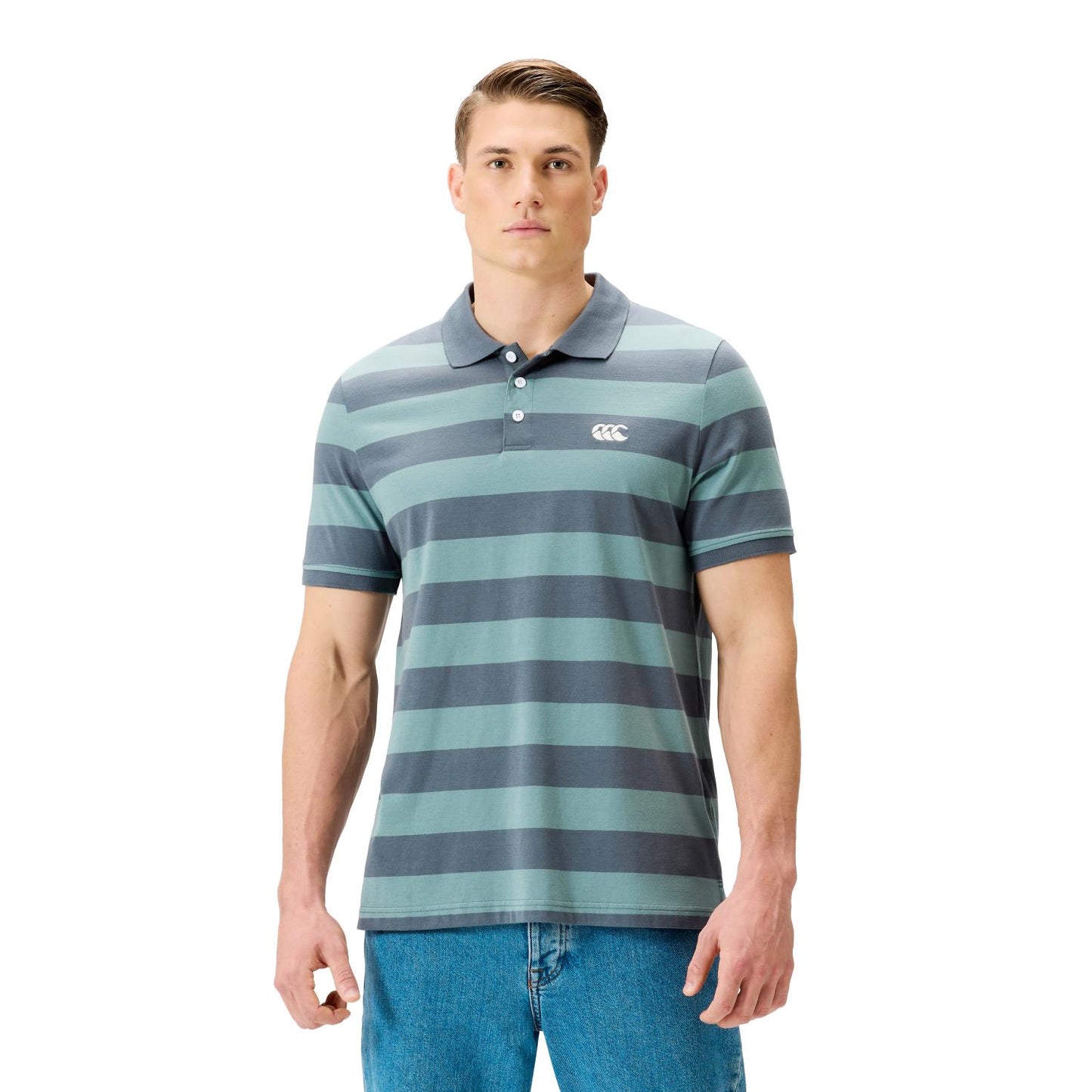 Yarn Stripe Polo - stormy sea