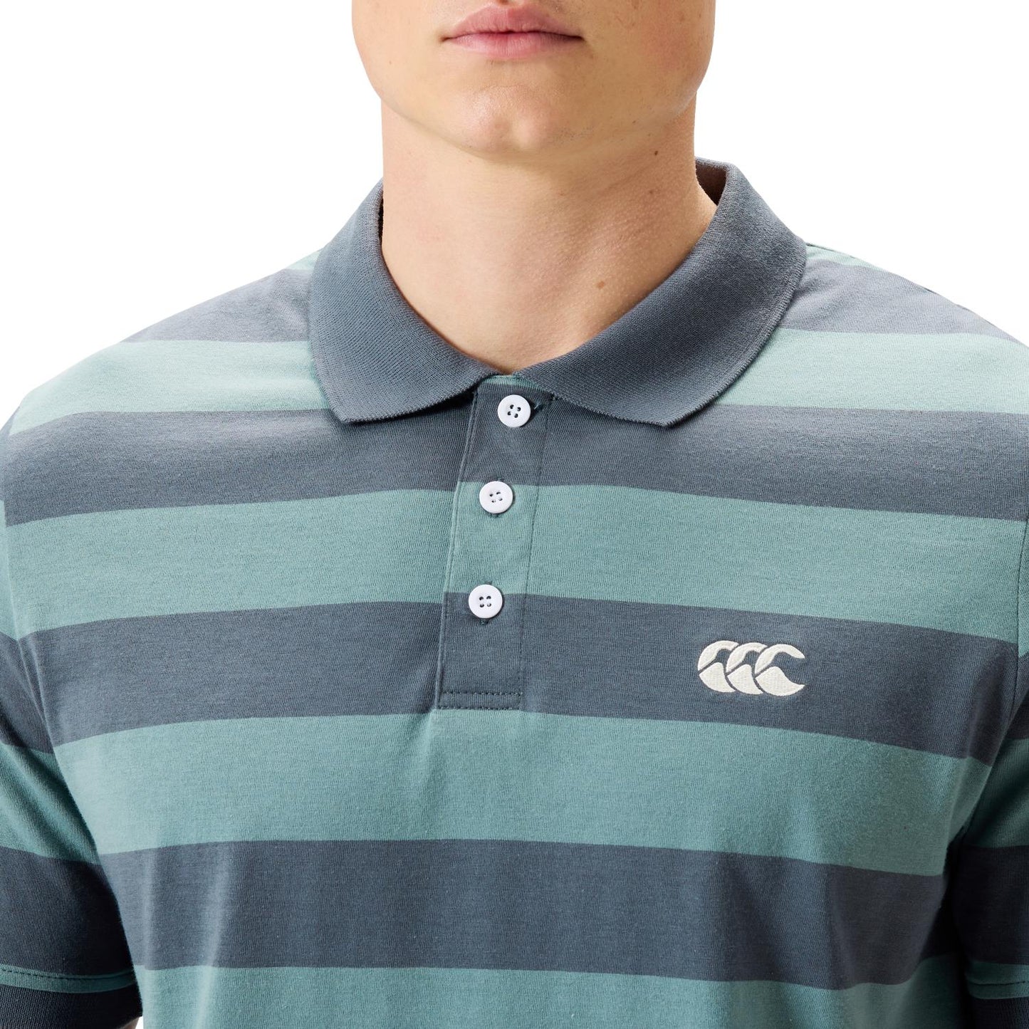 Yarn Stripe Polo - stormy sea
