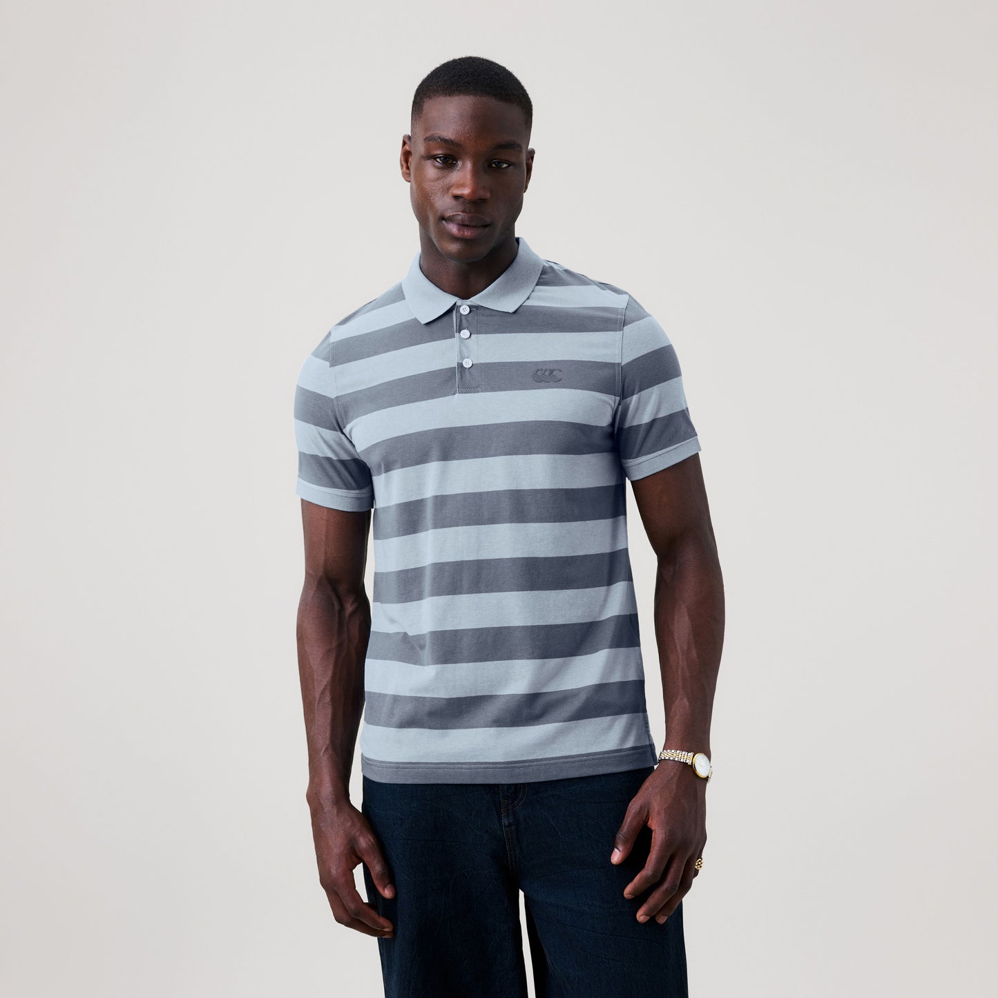 Yarn Dye Stripe Polo - china blue