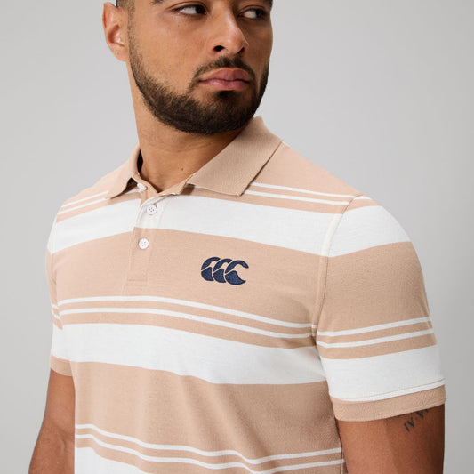 Engineered Stripe Polo - warm taupe