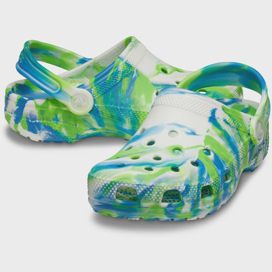 Classic Glow Marbled Clog Kids - prep blue/multi