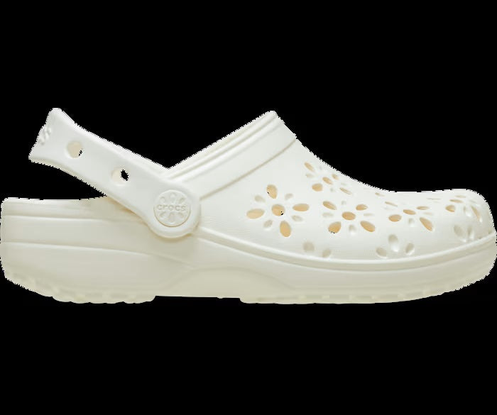 Classic Floral Cut Out Clog - chalk