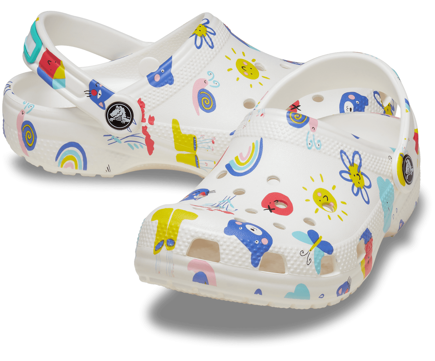 Classic Doodle Print Clog Toddler - white/multi