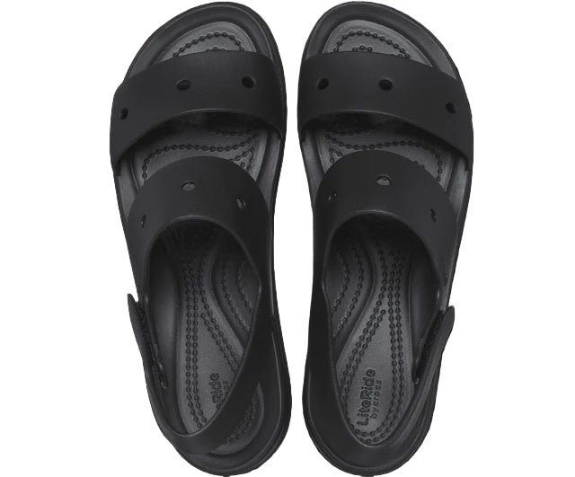 Pair of black sandals on a transparent background