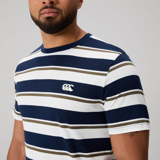 Yarn Dye Stripe Tee - navy