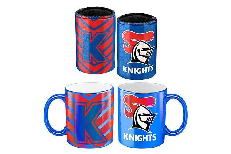 Knights Metallic Stubby Cooler & Mug Pack - The Rugby Shop Darwin